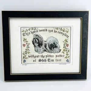 FRAMED PICTURE WHIMSICAL SAYING SHIH TZU DOG PETS HANGING WALL DECOR-HOME ACCENT - Picture 1 of 9
