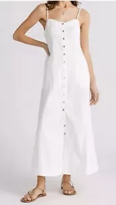 Free People Just Jill Maxikleid Gr. S Damen Sommerkleid weiß Jeansstruktur - Bild 1 von 5