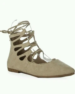 ROF Women's Fashion Lace Up Wrap Around Pointed Toe Flat With Ankle Strap Tie - Picture 1 of 7