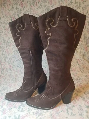 Delicioso Botas Hasta la Rodilla Mujer 8.5 Estilo Western Vaquera Country Line Dance Foto 1 de 4
