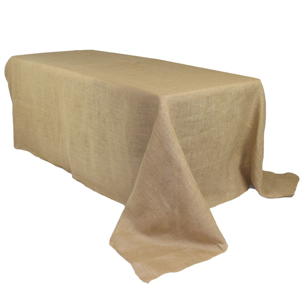 90 x 156 inch Rectangular Burlap Tablecloth  - Image 1 of 1