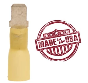 MVP 25 Yellow 10-12 AWG Male Quick Connect Terminal .250" w/ 3M Heat Shrink USA - Picture 1 of 1