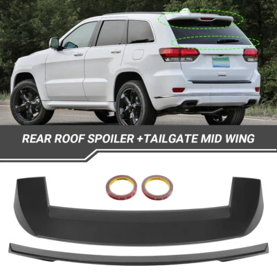 For Jeep Grand Cherokee 13-2021 Black SRT Rear Roof Spoiler+Tail gate Mid Wing - Imagem 1 de 4