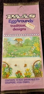 Vintage PAAS Osterei Wraps 12 Eier rundum Wrappers 4 Ständer 1989 Bunny Shrink Neu - Bild 1 von 6