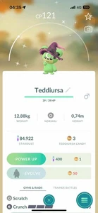 Pokémon Go - Shiny Teddiursa wearing a witch hat - Mini PTC 20K Stardust - Picture 1 of 1