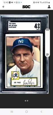 1952 TOPPS Baseball Card #48  - JOE PAGE NY New York Yankees   SGC 4 Black Back  - Image 1 of 4