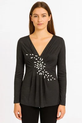 Top Hilton Hollis negro con cuentas transparentes talla pequeña H15 Foto 1 de 4