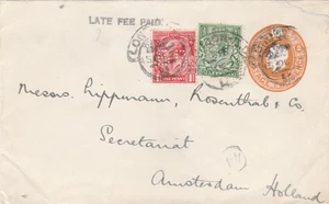 GB to Holland LONDON Hooded GV 2d Stationery 1/2d 1d Perfins BB 1924 - Picture 1 of 1