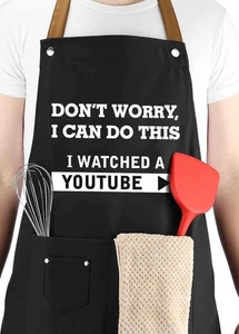 HUMOROUS Funny Apron Dad Joke I Can Do This I Watched a YouTube Chef Grilling - Picture 1 of 8