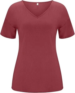 Women V-Neck Half Sleeves Oversized T Shirt Casual Loose Basic Top, Size XL - Picture 1 of 3
