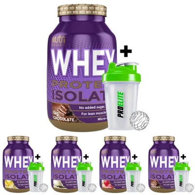 Nutrisport Whey Protein Isolate 1kg / 1000g + Shaker Lean Muscle Growth Low Fat