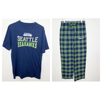NFL 球队服装 西雅图海鹰队 海军蓝/霓虹绿 双人睡眠套装 M — 第 1/4 张图片