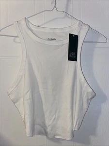 Wild Fable Womens Sleeveless Ribbed Fitted Casual Crop Tank Top White Large NEW - Picture 1 of 4