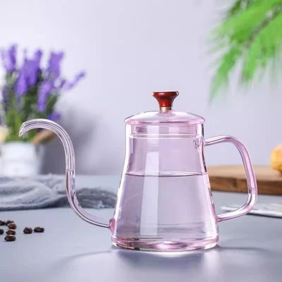 Chaleira de café 350 ml, chaleiras de chá rosa, chaleiras de vidro pescoço de ganso, chá Ke... - Imagem 1 de 4