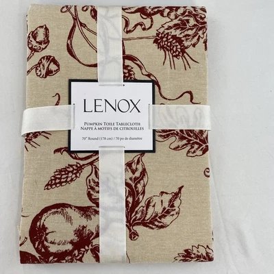 Mantel Lenox Calabaza Toile Granate y Caqui Tostado Tejido Mezcla de Algodón 70" Redondo Foto 1 de 4