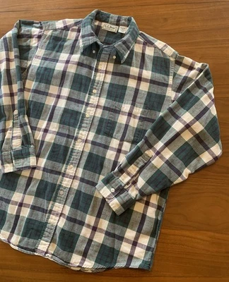 Vintage LL Bean Northwoods Flannel Shirt Mens Large Green Plaid Made In USA - Image 1 of 4