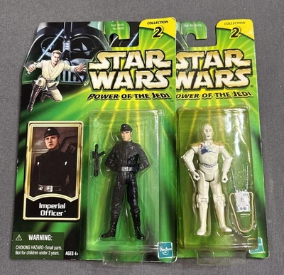 Lote de 2 figuras de acción selladas Star Wars Power of the Jedi 2000 vintage Foto 1 de 4