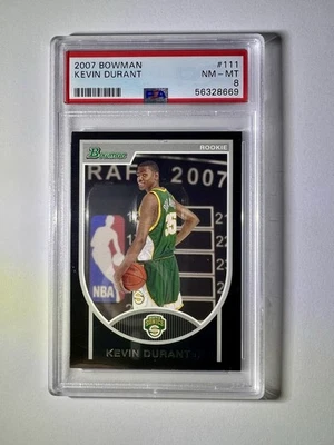 2007 Bowman  #111 Kevin Durant Rookie RC /2999 PSA 8 Seattle SuperSonics - Image 1 of 2
