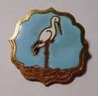 Antique Brooch ""Stork"" - Enamelled Bronze