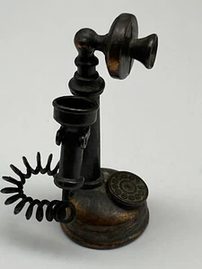 Vintage Bronze Metal Antique Telephone Design Pencil Sharpener - Picture 1 of 12