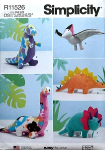 Simplicity R11526   Plush Dinosaurs   Assorted Styles & Sizes  AKA 9585 - Picture 1 of 4