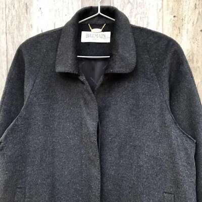 Balmain Grey Wool Coat Men or Women's Size Large (24 In Pit-To-Pit) - Image 1 of 4