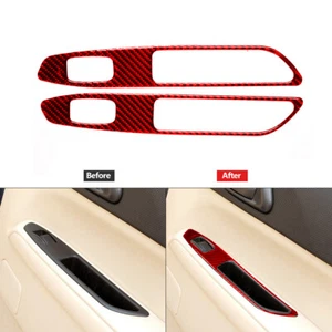 Red Carbon Fiber Rear Window Switch Panel Trim Cover For Subaru Forester 2005-08 - Picture 1 of 12