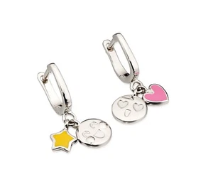 Plata de Ley 'D' Para Diamante Emoji Pendientes E5349 - Imagen 1 de 4