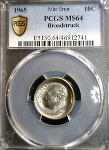 1965 ERROR PCGS MS64 HUGE Broad Struck Roosevelt Dime CH BU Coin Brd Strk .05 SZ - Picture 1 of 8