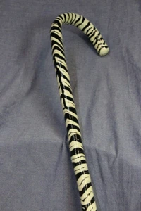 Zebra look x-mas Hand Painted Stick Walking Canes Unique designer handmade style - Picture 1 of 15