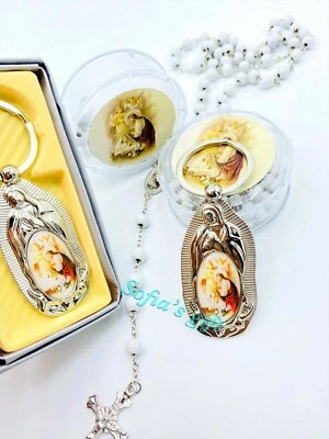 24pcs First Communion 12 Rosaries Favors Recuerdos Primera Comunion 12 keychains - Image 1 of 4