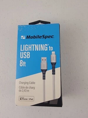 MobileSpec 8Ft White Charging Cable for Iphone/ Ipad - Image 1 of 3