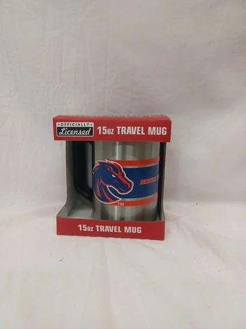 BOISE STATE 15 oz Travel Mug OFFICIALLY LICENSED Logo Brands Travel Hot/Cold Cover