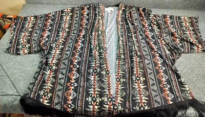 Cárdigan Abierto Mujer Lavandería Francesa SS Elegante 3X Flecos Geométricos Sofá Multicolor Foto 1 de 4