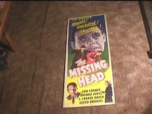 MISSING HEAD 1953 INSERT 14X36 MOVIE POSTER LON CHANEY HORROR - Picture 1 of 1