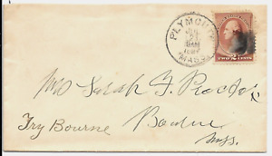 1887 - Plymouth, Mass to Bourne - Nice Bourne - Barnstable County Cancel
