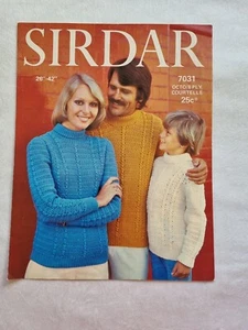 Sirdar 7031 Family Crochet Sweater with Knitted Bands - Crochet Pattern - VGC - Picture 1 of 2