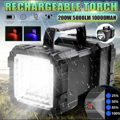 Super Bright LED Rechargeable Double Head Searchlight Handheld - Image 1 of 4