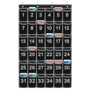 Numbered Classroom Pocket Chart 24 Pocket Cell Phone Hanging Wall Organizer - Picture 1 of 7