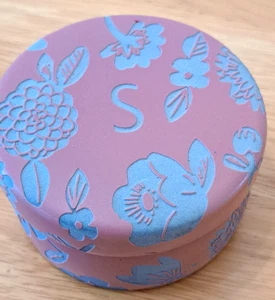 Anthropologie Masey Monogram ‘S’ Rose Stoneware Trinket Jewelry Dish w/ Lid Gift - Picture 1 of 6
