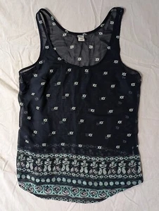 OLD NAVY WOMEN'S SLEEVELESS STRAP SHIRT SIZE XS SHEER SEE THRU DARK BLUE LADY - Picture 1 of 24