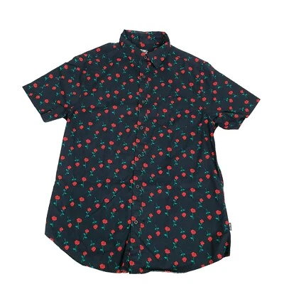 Camisa Rebel Star Para Hombre Botón Frontal Grande Negra Roja Rosa Floral Manga Corta Foto 1 de 4