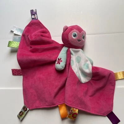 Manta Bebé Taggies Búho Rosa Turquesa Lunares Blanco Peluche Lovey 2013 Sonajero Foto 1 de 4