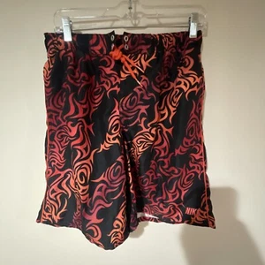 Nike Boys Size XL Swim Trunks Red Orange Tribal Drawstring - Picture 1 of 5