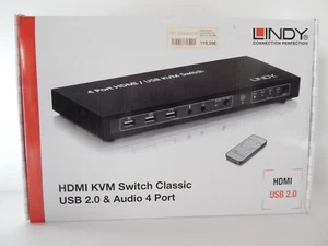 Lindy 4 Port KVM Switch HDMI 10.2G, USB 2.0 & Audio 32811 - Afbeelding 1 van 3