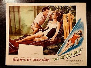 OUT OF THE BLUE 1947 ORIG LOBBY CARD - GEORGE BRENT, VIRGINIA MAYO, TURHAN BEY