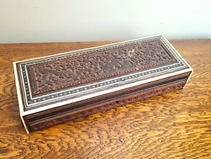 Anglo Indian Vizagapatam Oblong Box, Micro Mosaic Inlaid & Intricately Carved - Picture 1 of 11
