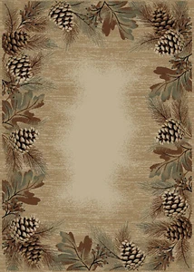 Lodge Cabin Forest Pinecone Rustic Area Rug **FREE SHIPPING** - Picture 1 of 7