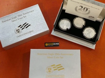 2006 P PROVA REVERSA ÁGUIA PRATA 3 MOEDAS 20º ANIVERSÁRIO CONJUNTO COM CAIXA/CERTIFICADO DE AUTENTICIDADE - Imagem 1 de 3