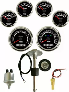 6 Gauge Set with Sender 200KMH GPS Speedometer Tacho Fuel Volt Oil Temp Blue LED - Bild 1 von 9